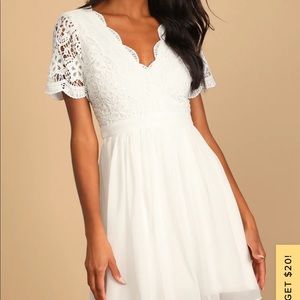 White Angel in Disguise White Lace Skater Dress by Lulus